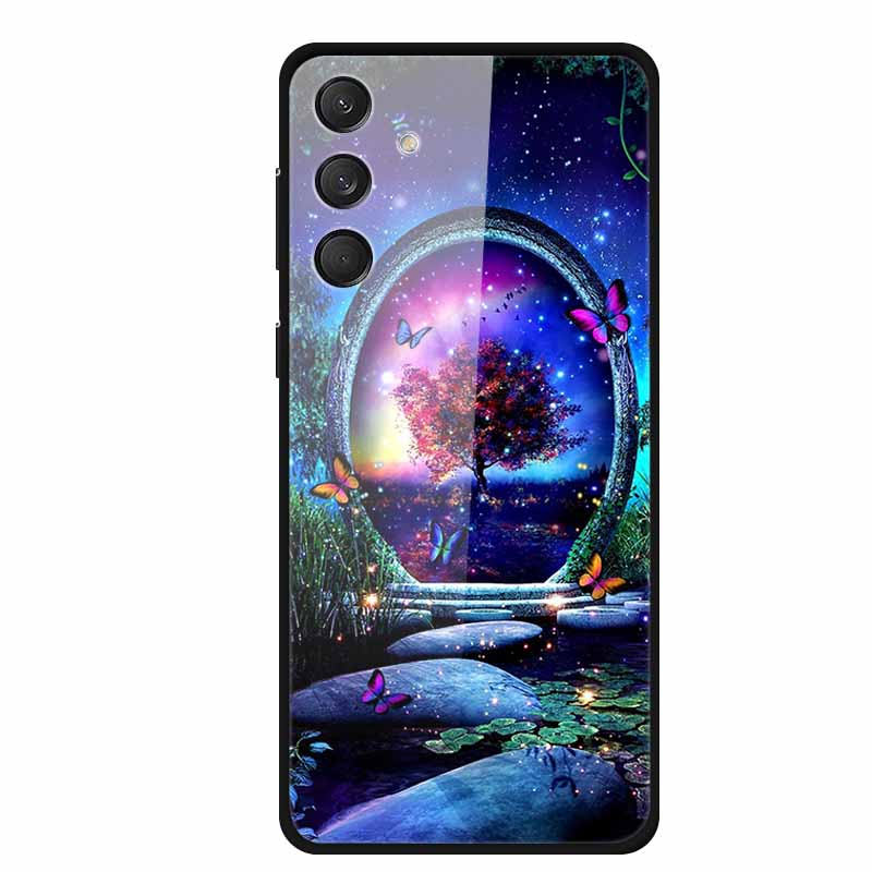 Tempered Glass Phone Cases for Samsung A16 Cases Space Print Hard Back Covers for Samsung Galaxy A16 4G 5G Shells Coque A16 2024