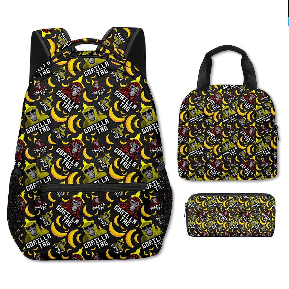 Fashion Novelty Cool Novelty Gorilla tag 3D Print 3pcs/Set Student School Bags Laptop Backpack Crossbody Lunch bag Pencil Case