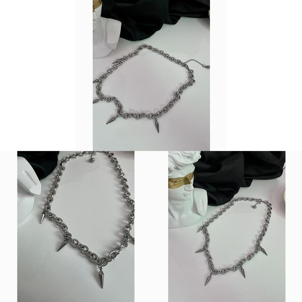 Titanium Steel Tassel Rivet Necklace For Men And Women Punk Style Geometric Design