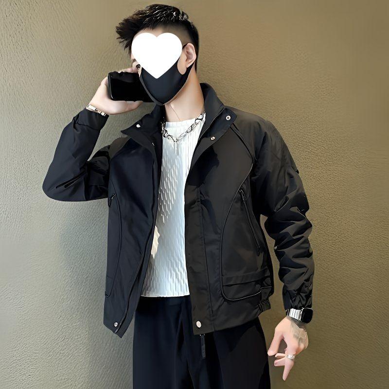 2025 Spring/Autumn Men s Casual Stand-up Collar Korean Style Trendy Windproof Workwear Jacket M (90-100 lbs)