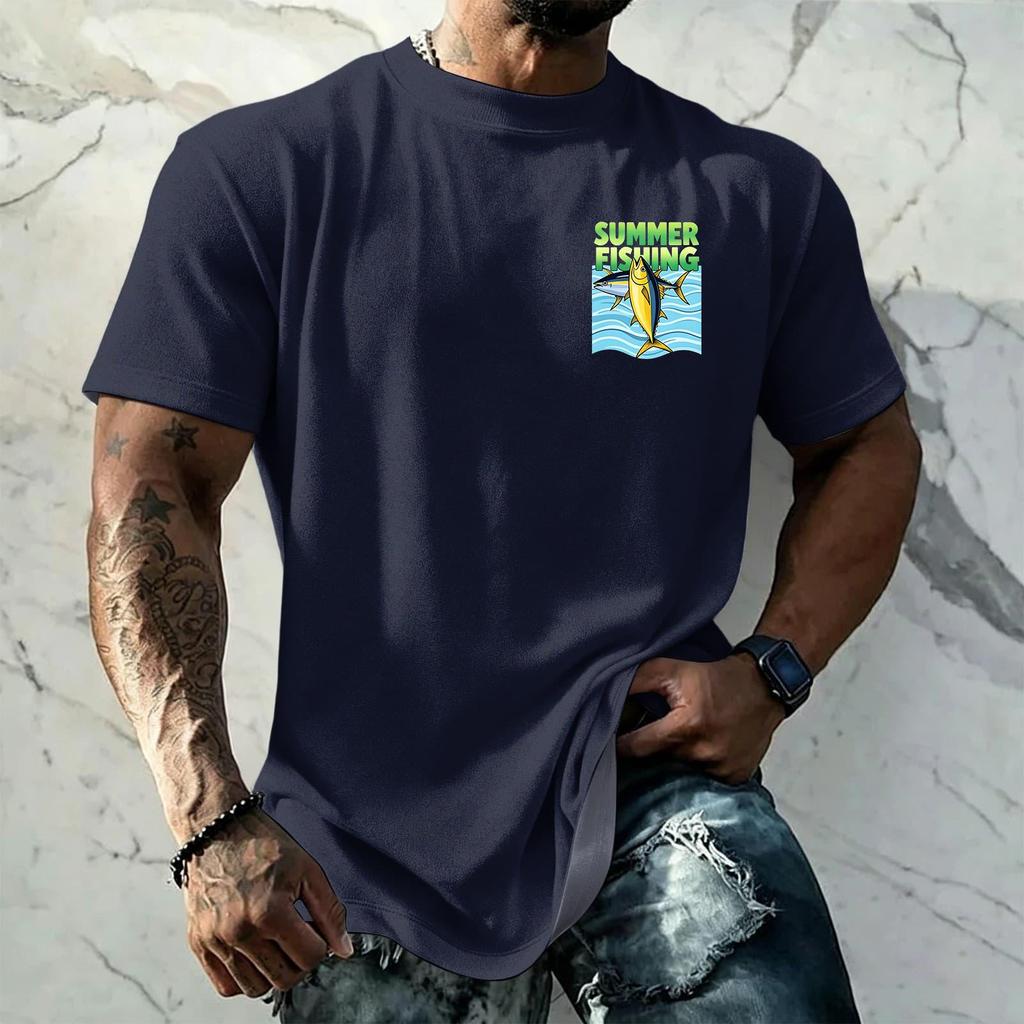 Men's Vintage Texture Printed Short Sleeve T Shirt Loose Fit Casual Summer Daily Top Lightweight Breathable Fabric Comfortable Design