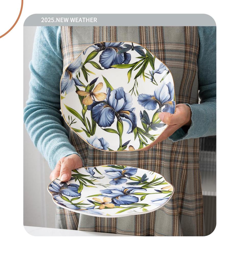 Exquisite Bone China Coffee Cup & Saucer - Hand-Painted Blooming Iris, Ideal Birthday Gift