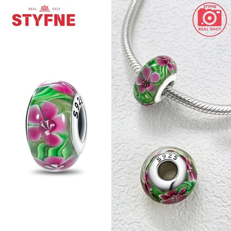 Copper Colorful Flower Series Murano Glass Beads Luxury Charm Fit Original Braceletdiy Fine Jewelry Gift For Women
