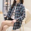 Women's Spring Autumn Large Size Long Sleeve Shirts Female Vintage Loose Plaid Coats Turn Down Collar Button Tops Blouses