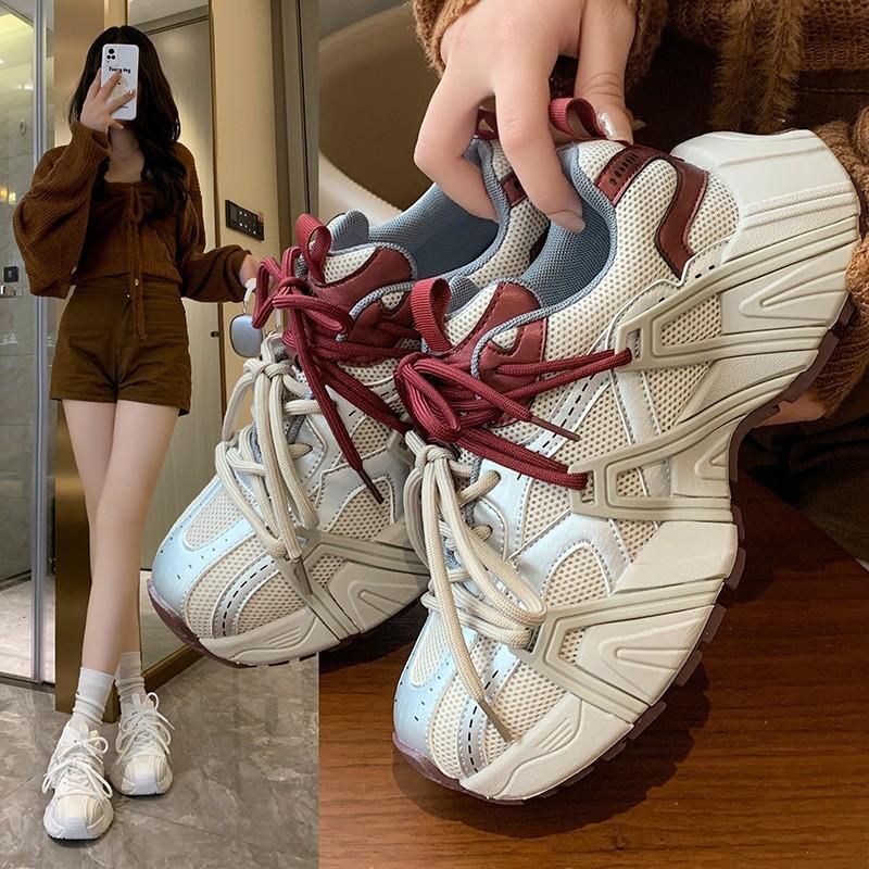 Paris platform color matching strap dad shoes women's autumn new small height increase casual sports shoes