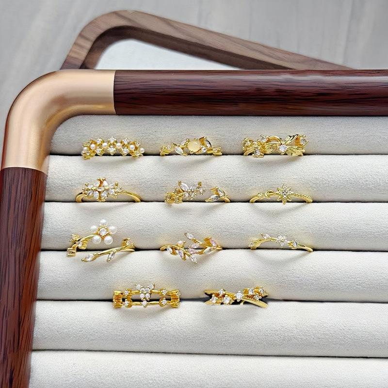 Retro Niche Design Simple Zircon Diamond Opening Ring Light Luxury Diamond Temperament High-End Ring