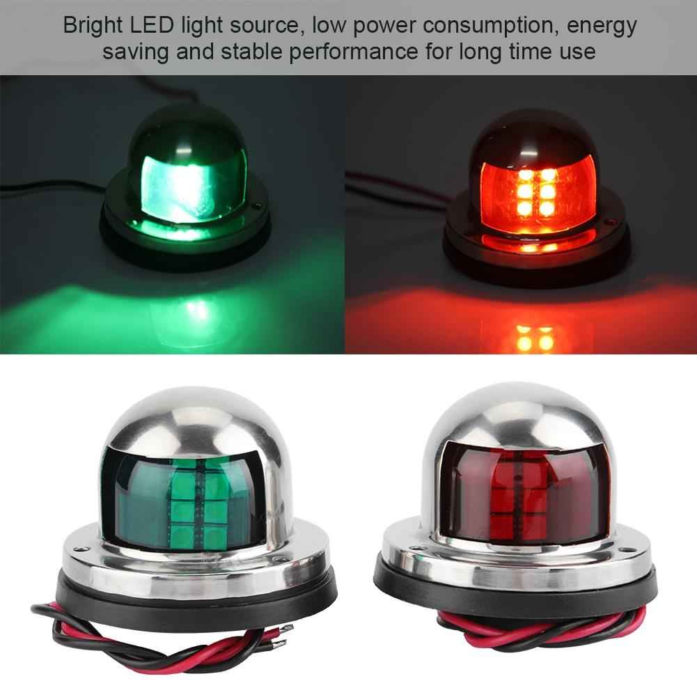 1 Pair Red & Green LED Navigation Light Signal Lamp Sidelight for Marine Boat Yacht Accessory