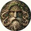 Uomo Verde Spirito dell'Albero Arte da Parete in Metallo Scultura Rotonda Incantata per Decorazioni per la Casa Pagana Wiccan