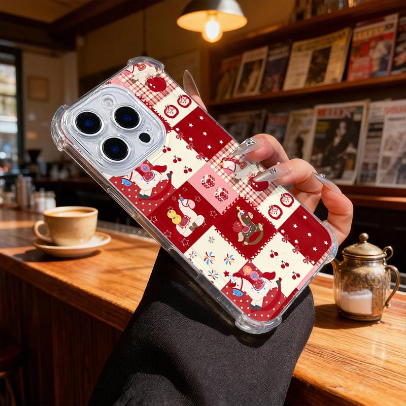 Cartoon Horse and Cherry Pattern Phone Case Suitable for iPhone 17 16 15 14 13 12 11 Pro/Max/Plus Anti Drop and Shockproof