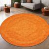 Tapis rond orange flanelle salon décoration intérieure moderne minimaliste tapis de sol douillet tapis à poils longs doux ton chaud designintérieur