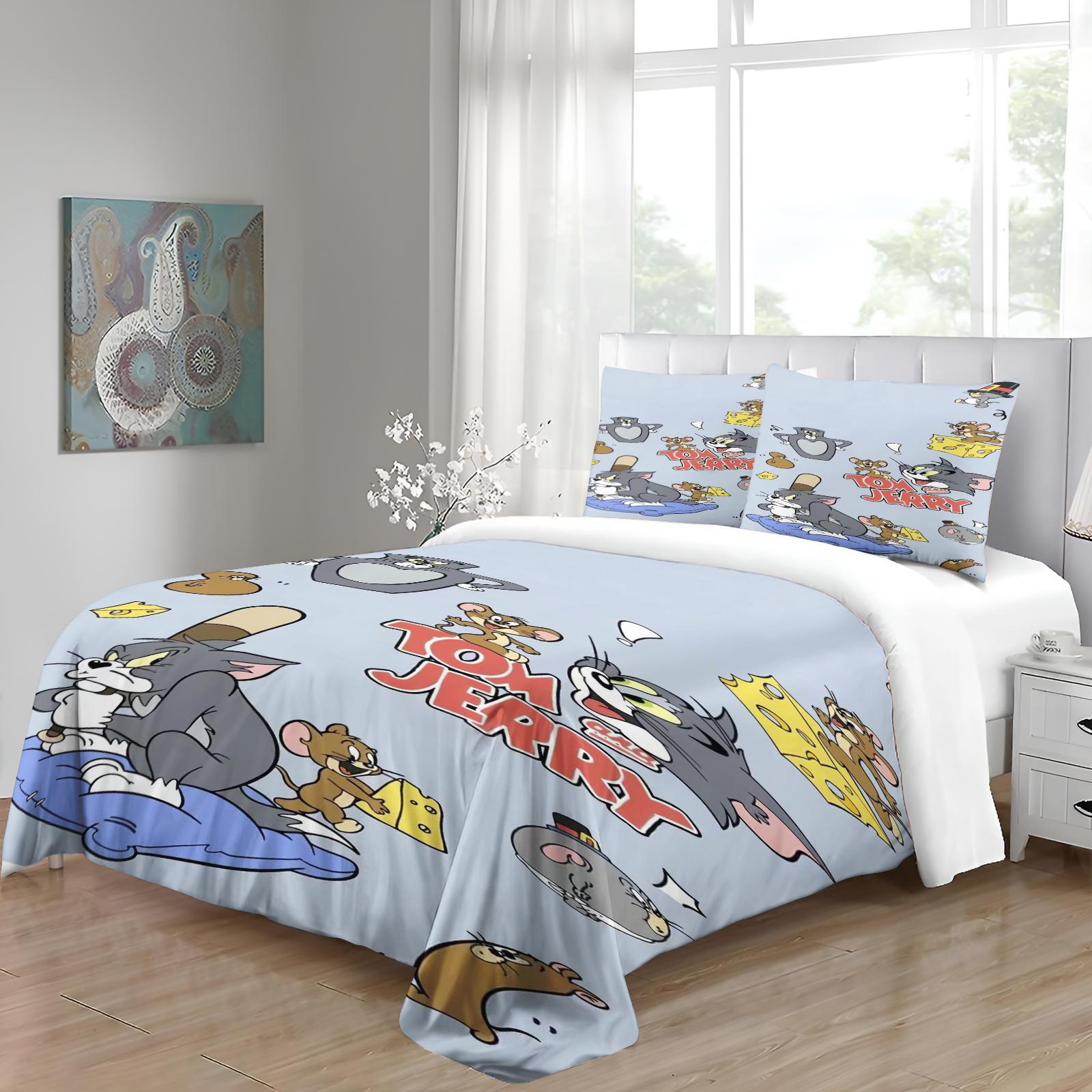

Adorable Lovely Soft Duvet Cover Cat Mouse Badrom Set Children Carton Anime Warm Comforter King-Sized Dimensionsd Dimensions Beding 3D Printed Quilt 135*200cm Eu-Single