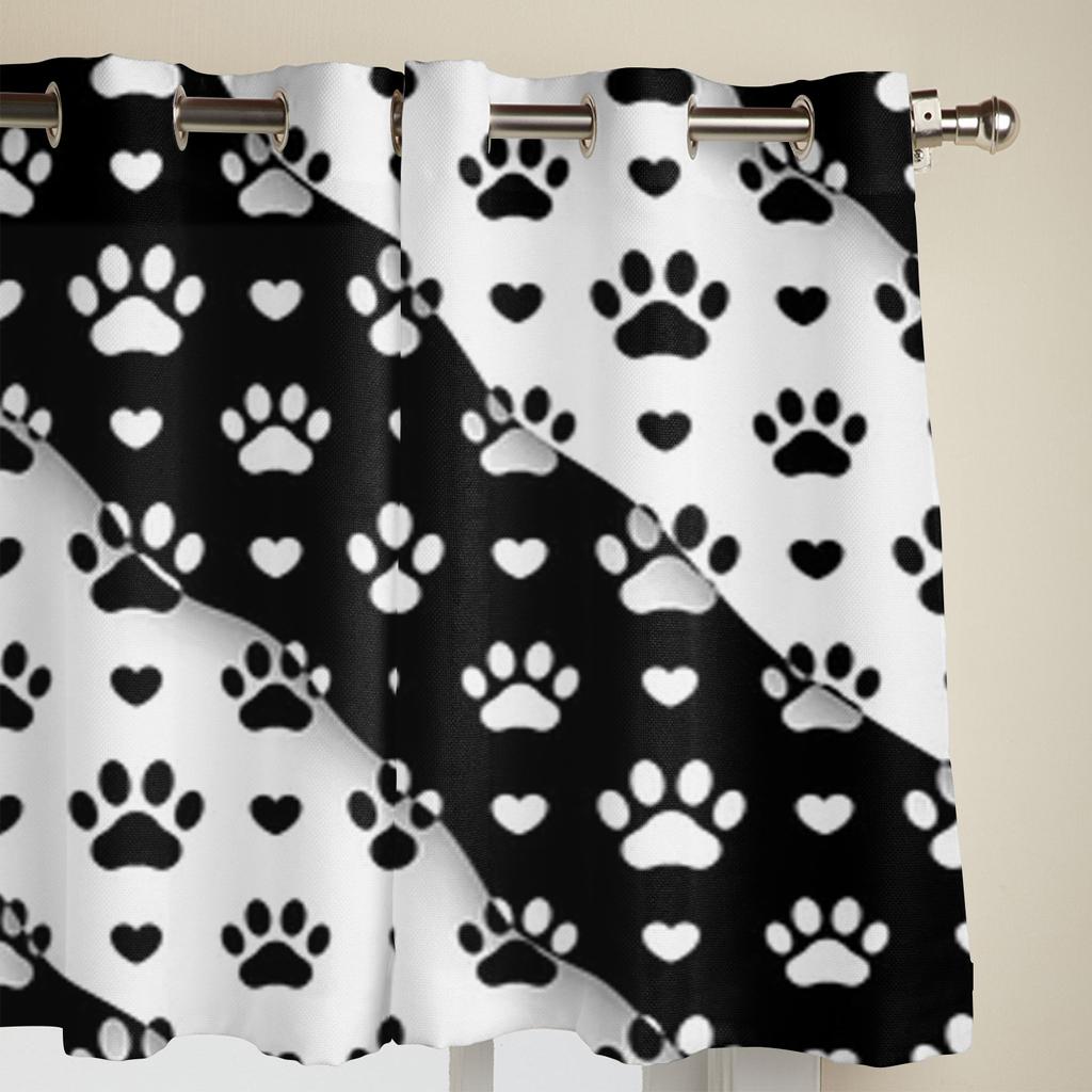 Cute Paw Window Curtains For Living Room Kitchen Modern Curtains Home Decor Blinds Drapes