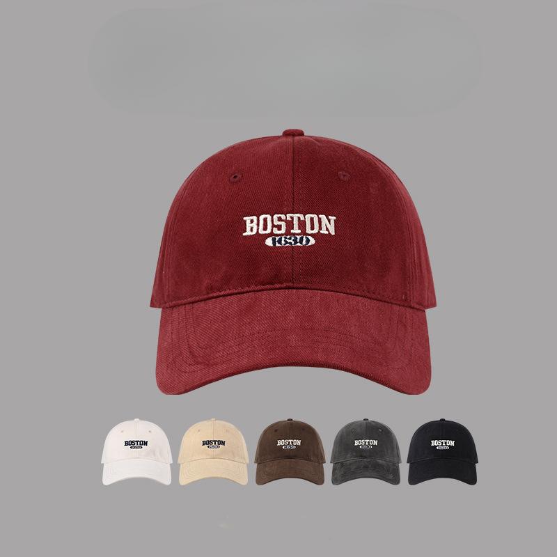 Furted Korean Hat for Women's Embroidered Baseball Cap Showing Small Face Plus Large Brim Soft Top Baseball Cap for Men