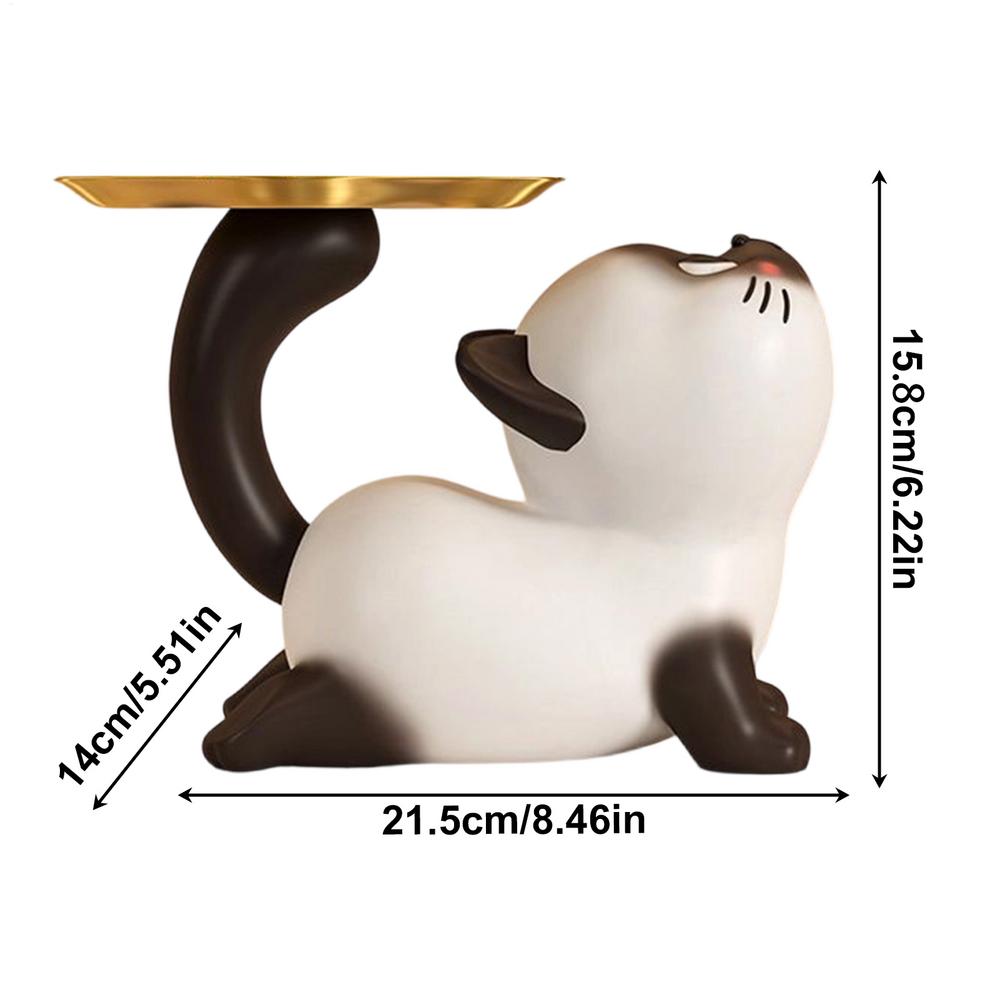 

Home Entryway Decoration Cat Figurine Candy Dish Keys Storage Tray Cat Shaped Ornaments Resin Cat Shaped Bowl Living Room Decor