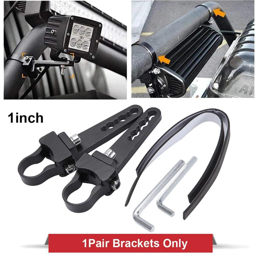 1Pair Car Led Light Bracket Driving Headlamp Holder Universal Bullbar Tube Bar Engine Hood Roof Rack Luggage Bar Lamp Clamp