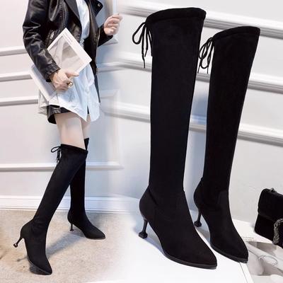 Versatile Boots Women's High Boots Elastic Thin Boots Pointed Sexy High Heels Knee Boots Autumn and Winter New