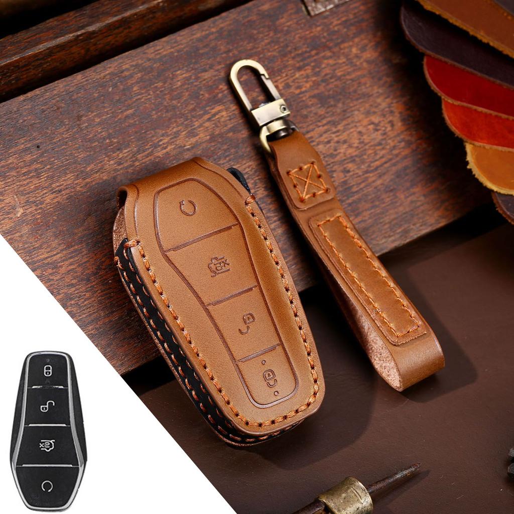 HALLMO Genuine Leather Car Key Case Cover For BYD