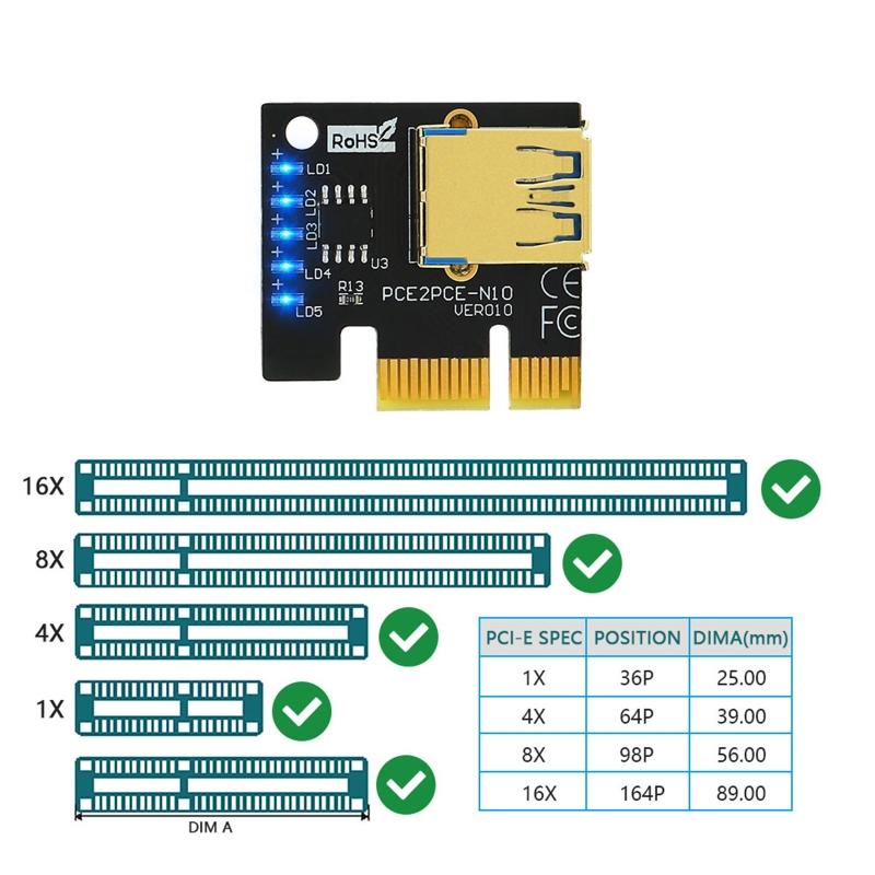 Newest 009 PLUS USB 3.0 Cable PCI-E  Card 009S PCI for press 1X to 16X tender Adapter Card  6 Pin GPU for B