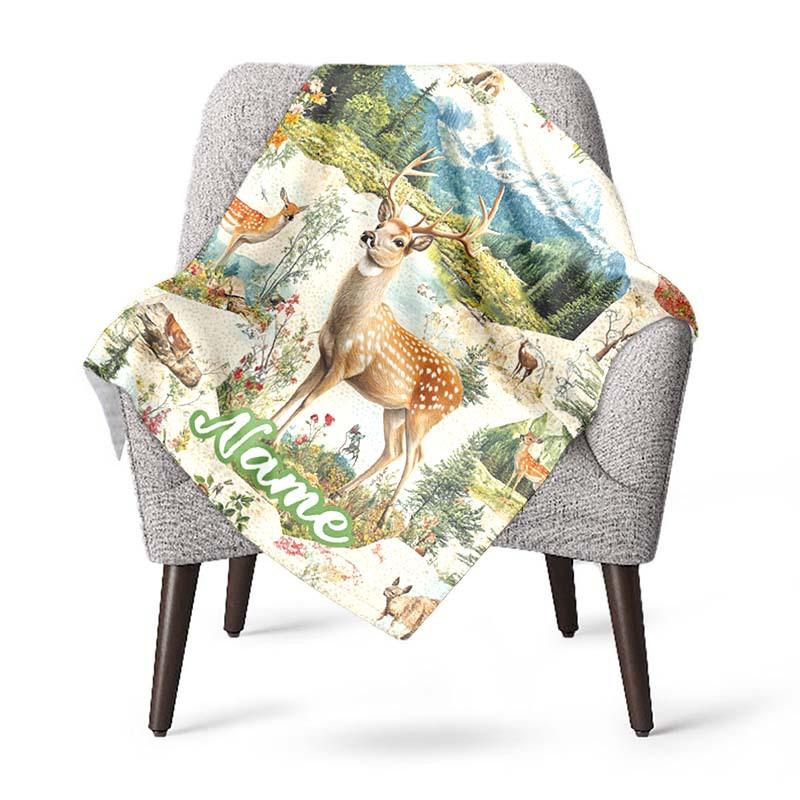 Deer Customize Your Name Outdoor Blanket Used For Chair Office Sofa Bed Camping Soft And Warm Giving Friends And Relatives Birthday Graduation Gift