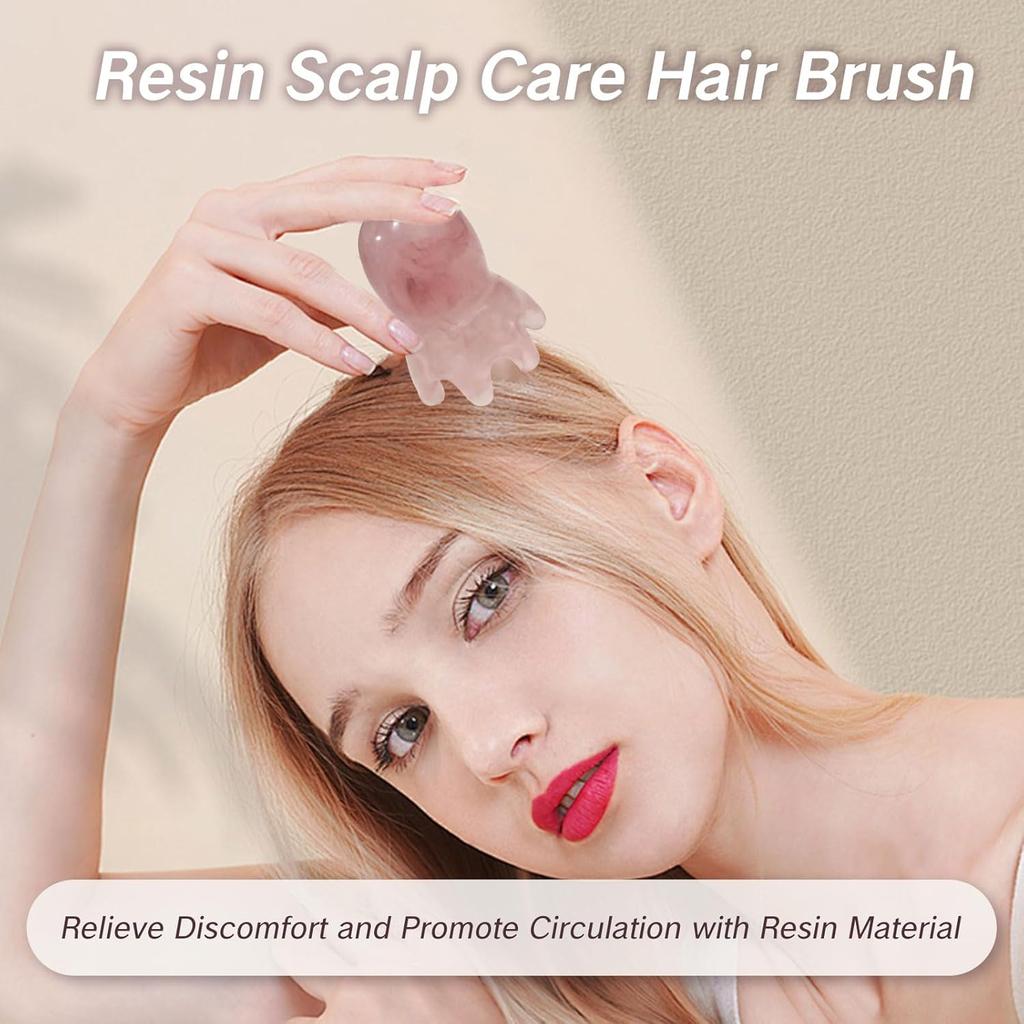 Resin Octopus Massage Comb Head Meridian Scraping Scalp Massage Brush Acupuncture SPA GuaSha Massage Comb Fatigue Relief Massage