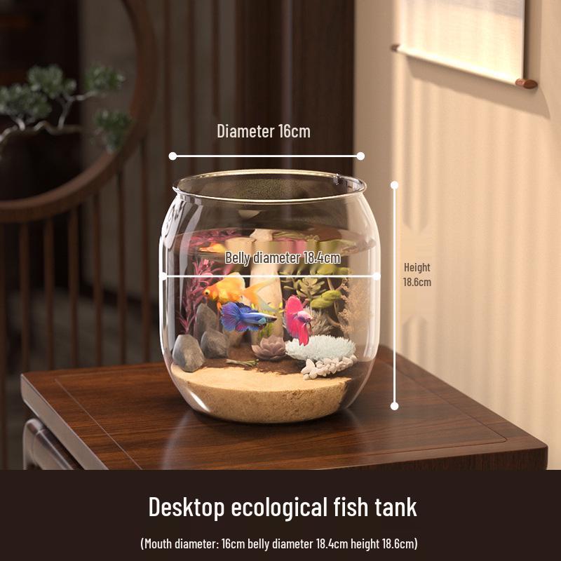 Round Unbreakable Transparent Fish & Turtle Tank for Desktop or Living Room