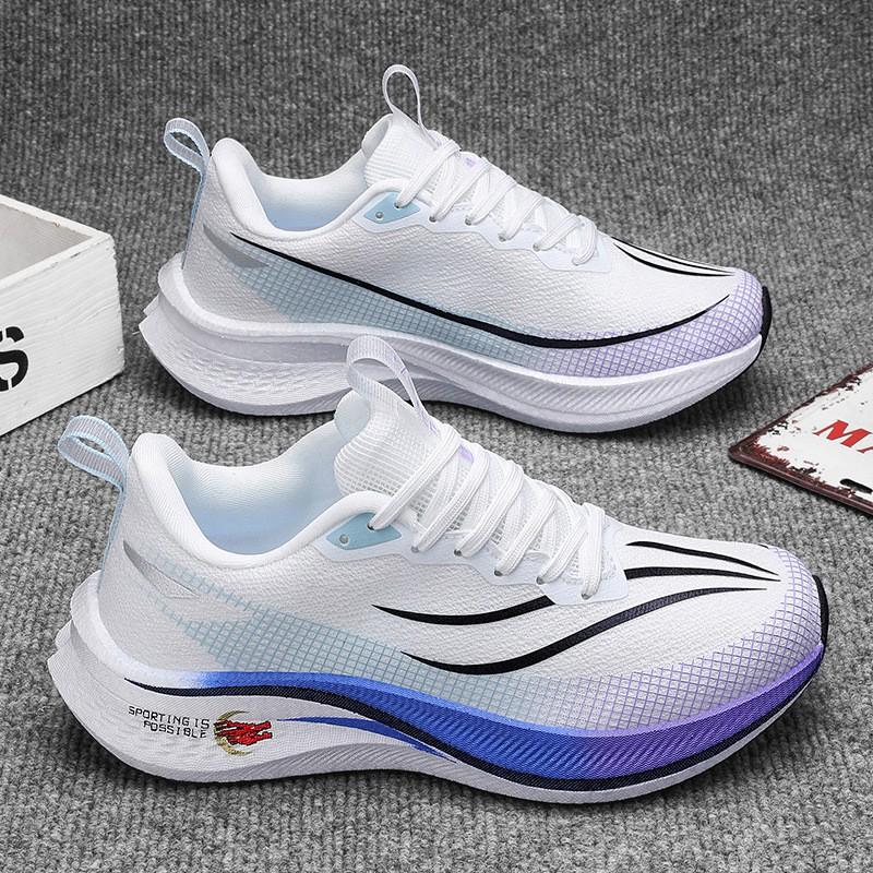 Men Women Lightweight Running Shoes With Carbon Plate Foam Cushion Low-Top Breathable Sport Sneakers