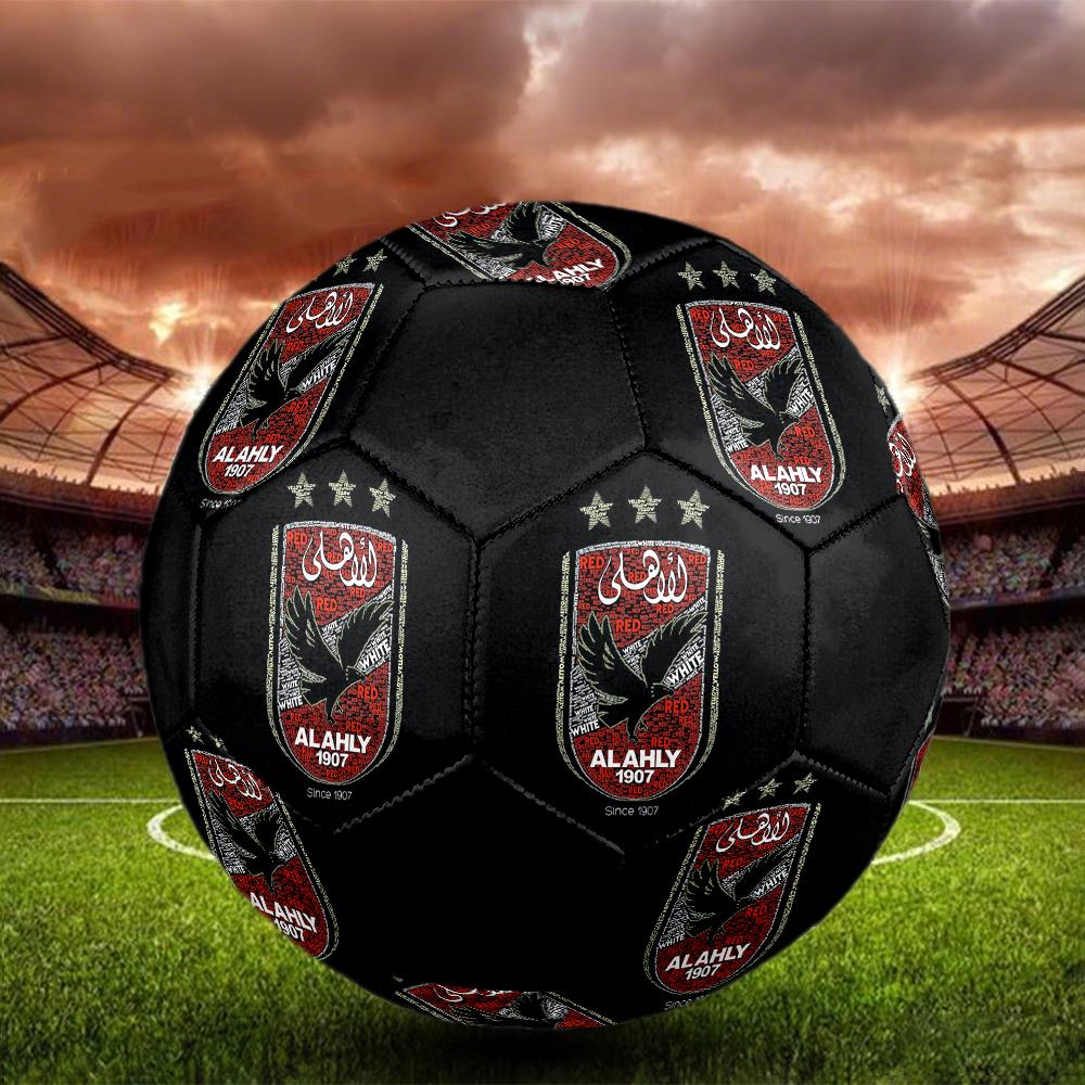Al Ahly SC Soccer Ball, Colorful, Suitable for All Ages, Machine-stitched, PVC Material, Competition Grade, Durable and High Bounce