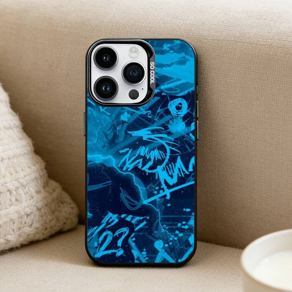 Cool Colorful Graffiti Phone Case For iPhone17, 16,15,14,13,12 Pro Max Black Candy Matte Shockproof Cover
