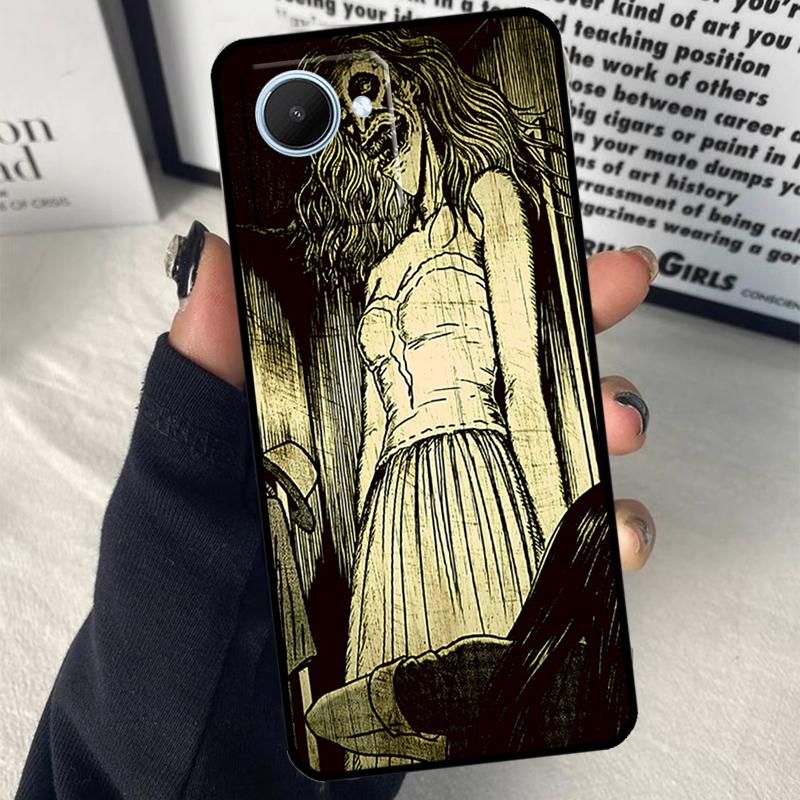 Horror Manga Style For Realme GT7 Pro GT6 C67 C65 C63 C61 C55 C53 C51 C71 C75 10 11 12 13 14 15 Pro Plus Case