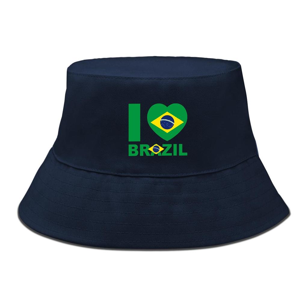 Cappello a Secchiello con Stampa Bandiera del Brasile, Cappello da Pescatore Patriottico Tinta Unita Unisex Colore Caramella Cappello da Spiaggia