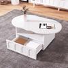 Coffee Table with Drawer Storage Compartments 2-Tiers Rounded Corner Smooth Surface Easy Assembly Cloud Shaped Coffee Table Home