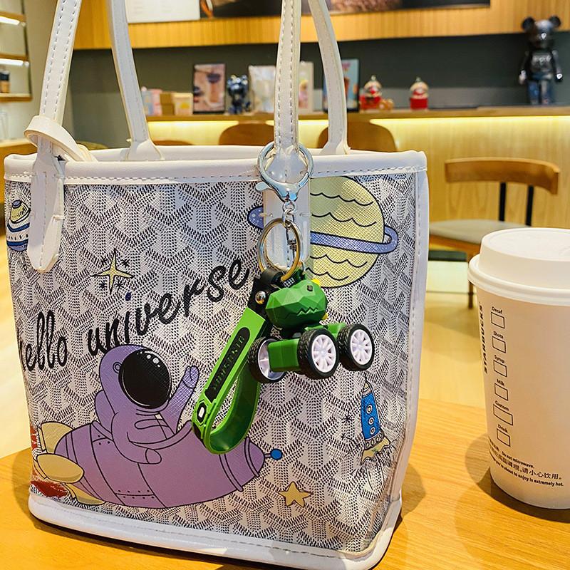 Unique Cutout Dinosaur Off-road Car Keychain For Bags And Keys