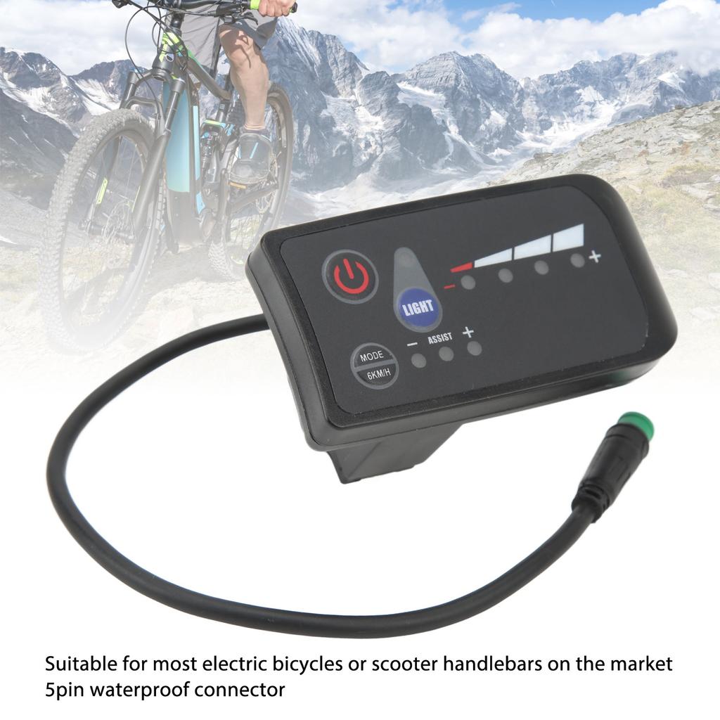 Elektrofahrrad Leistungsanzeige Wasserdicht 5-Pin Schnittstelle ABS Gehäuse LED Anzeigefeld für Radfahren 24V