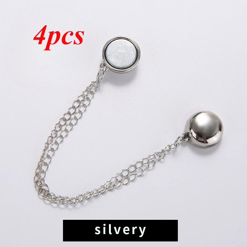Multi-Function Magnetic Clothing Clip with Chain Metal Buttons Clip Clothes Scarf Trouser Legs Cuff Fixing Magnet Pin Decor
