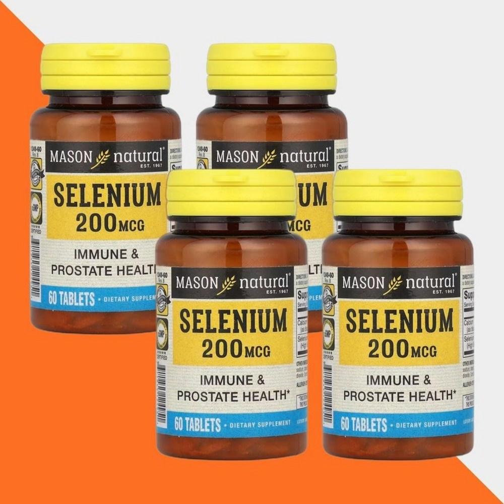 Mason Natural Selenium 200mcg 60 Tablets 4 pcs