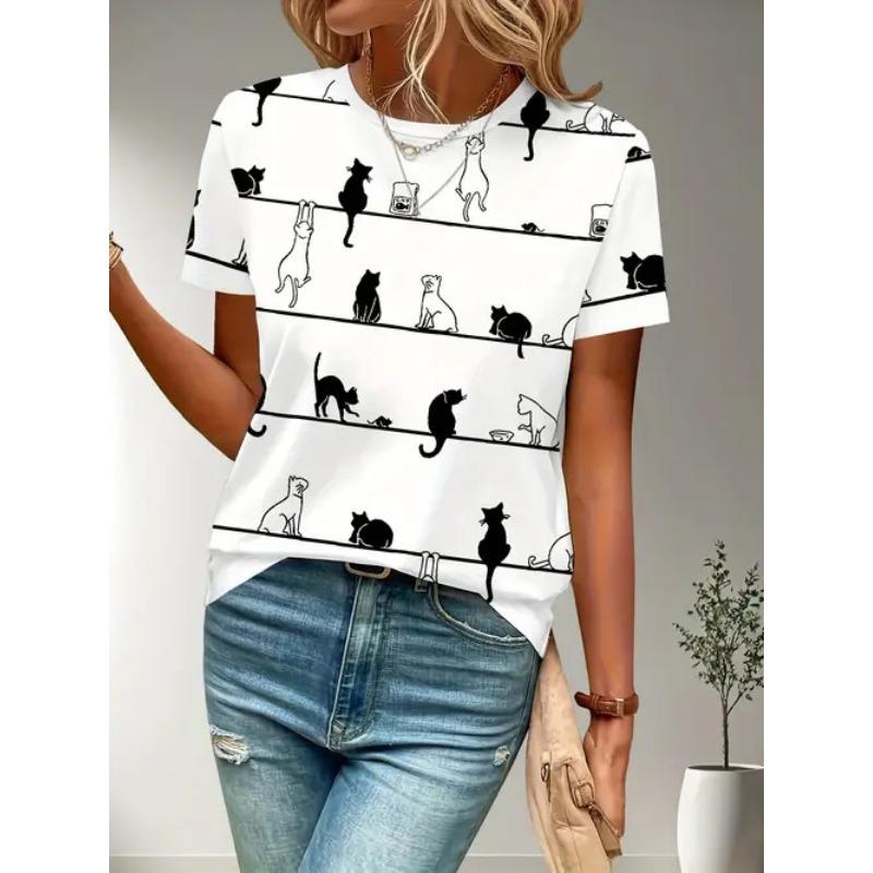 Summer Polka Dot Stripes 3D Print T-Shirts Women Casual O-Neck Short Sleeve T Shirt Harajuku Street Y2k Tees Top Female Clothing