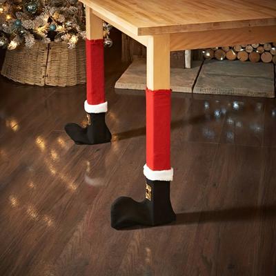 46120 Pcs Christmas Chair Leg Covers Santa Claus Elf Boot Design Table Legs Socks Dining Chair Slipcover Furniture Feet