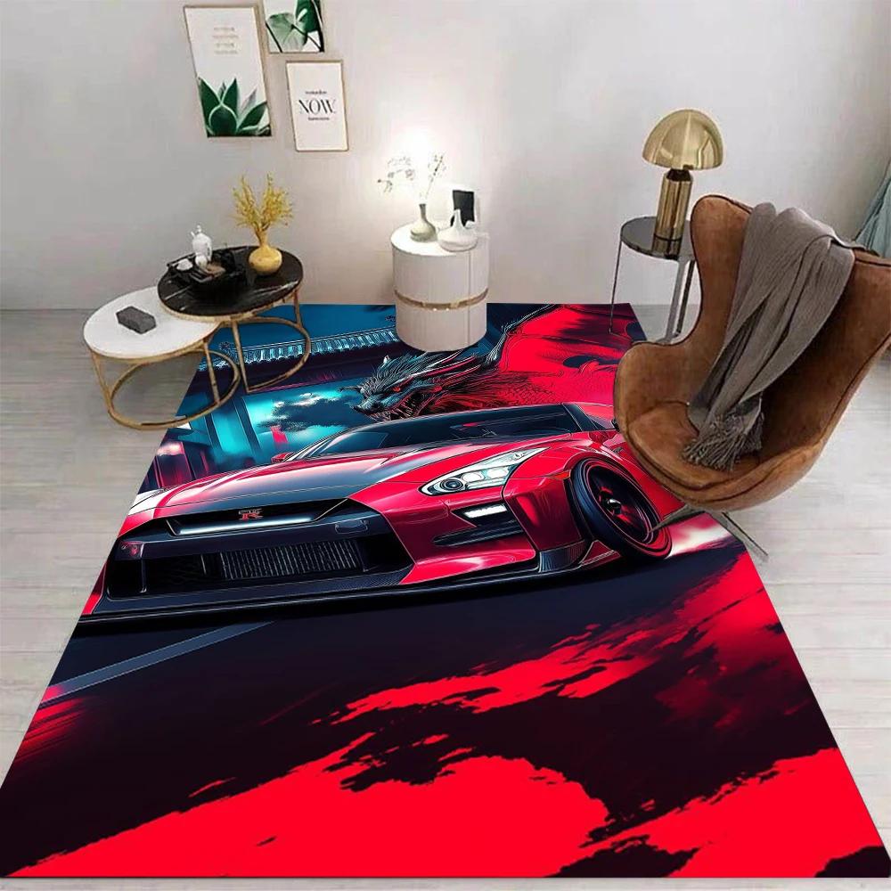 Cartoon Car Area Rug Non-Slip Washable Floor Mat for Living Room Bedroom Kitchen Sofa Balcony Table INS Style Home Decor
