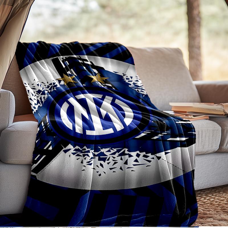 Coperta con Stemma Inter Milan Leggera Coperta Ideale per Letto Perfetta per Viaggi, Campeggio, Soggiorni, Uffici, Divani, Regalo di Natale per tifosi