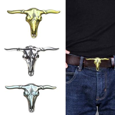 Fibbia per Cintura Teschio di Toro Multicolore Vintage Fibbia per Cintura in Metallo per Adulti Adolescenti Sostituzione Fibbia per Cintura Artigianato Fai da Te
