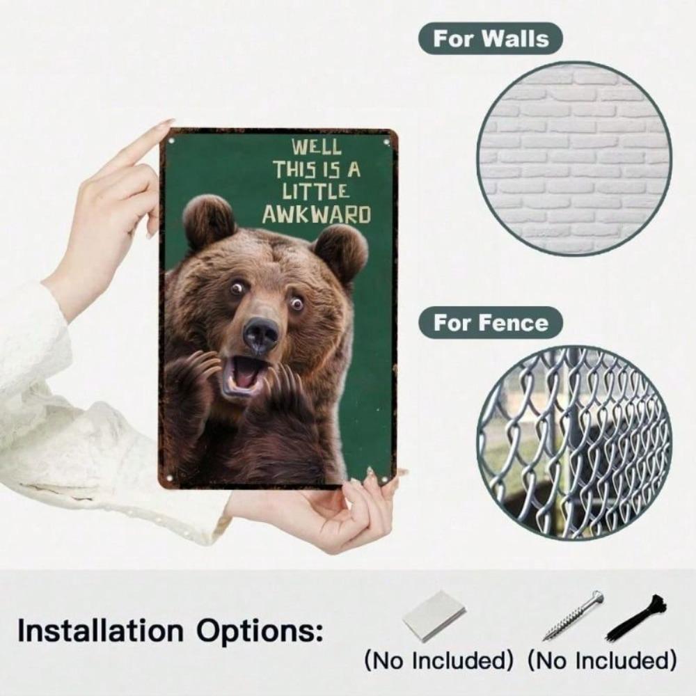 Metal Wall Art Vintage Brown Bear for Bar
