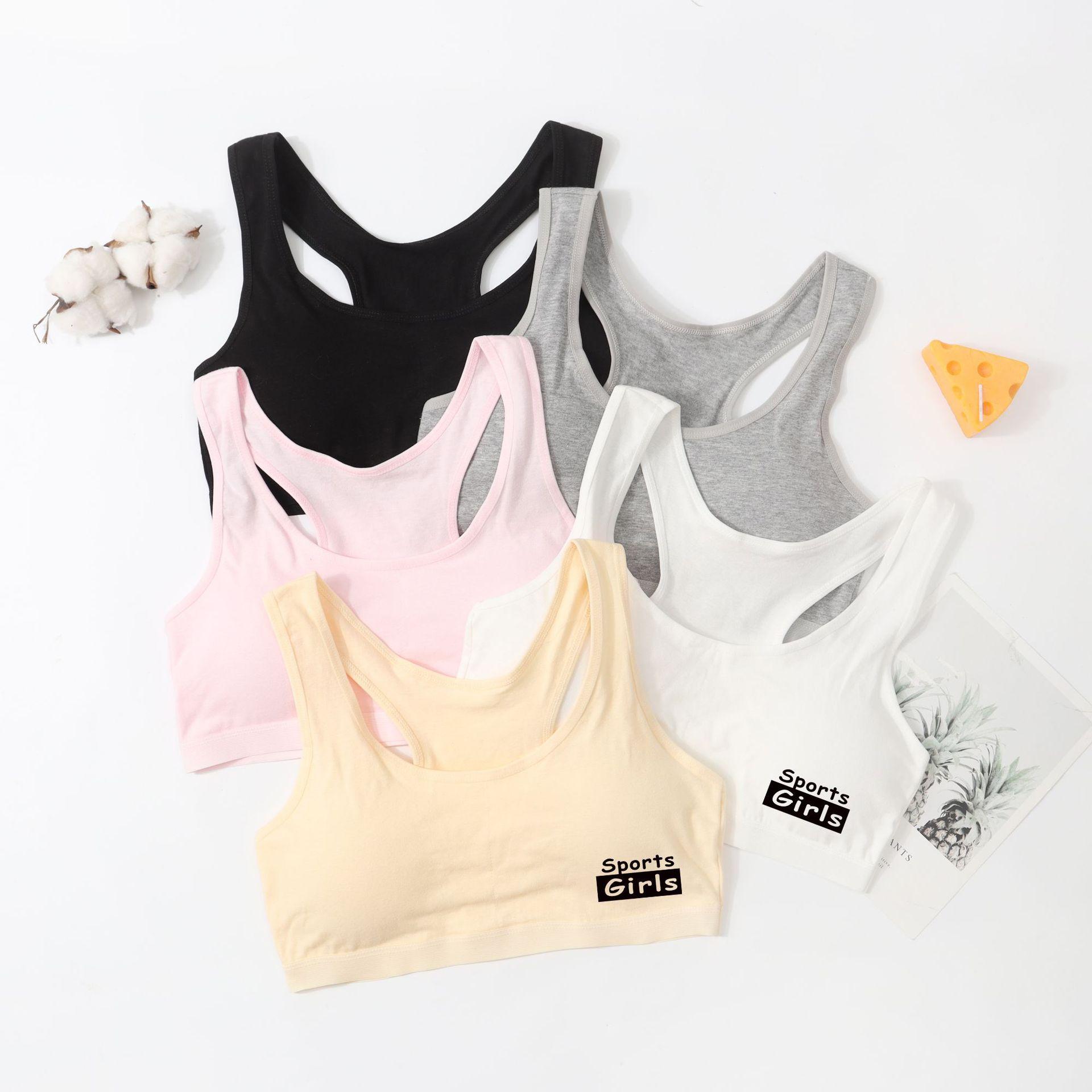 

Girls Training Bras Cotton Bustier Underwear Students Sports Bra 8-16years free size білий