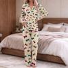 Pigiama da donna stampa alla moda manica lunga top con bottoni tasca pantaloni casa casual colletto a revers scollo a V set due pezzi