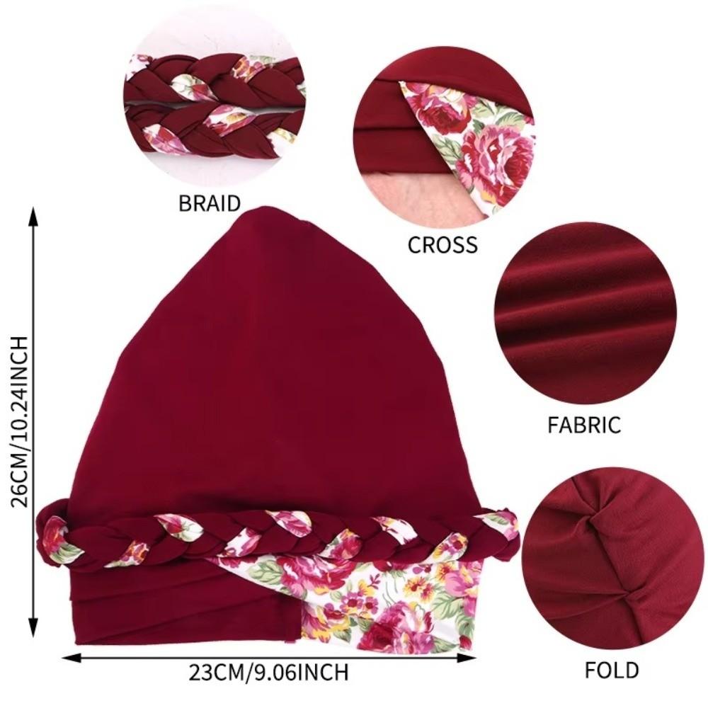 Fashion Flower Printed Chemo Hat Elastic Stretchy Cross Knot Hijab Cap Breathable Soft Headscarf Caps Ladies Women