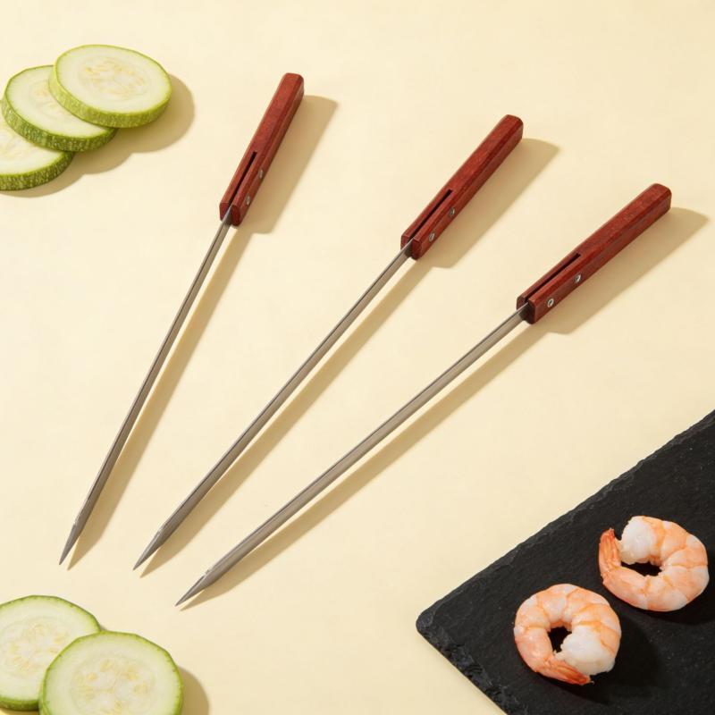 SMVP Large Flat BBQ Skewers with Wooden Handle, 2-Pack