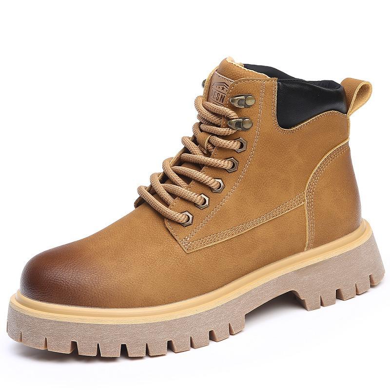 British Rhubarb Martin Boots Men's Autumn and Winter Cotton Thickened Winter Boots Retro Leather Versatile Platform Men's Boots