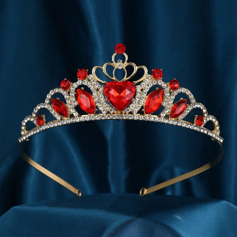 Bridal Crown Heart Headdress Rhinestones Wedding for The Headpiece Women Bride Tiara Valentine's Day