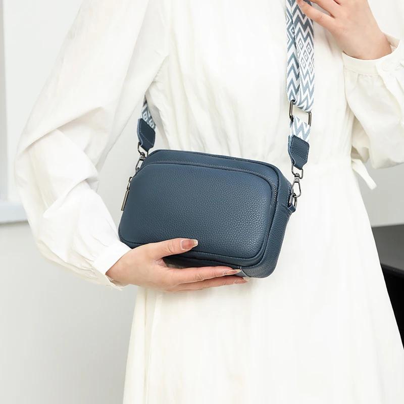 Genuine Cowhide Leather Crossbody Bag for