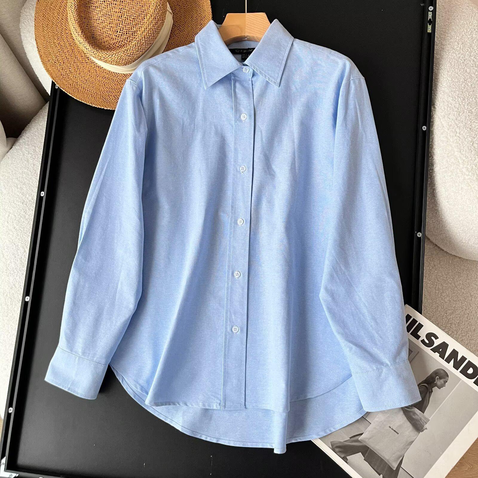 

2025 Spring Women s Versatile Solid Color Lapel Single-Breasted Long-Sleeve Casual Shirt Large