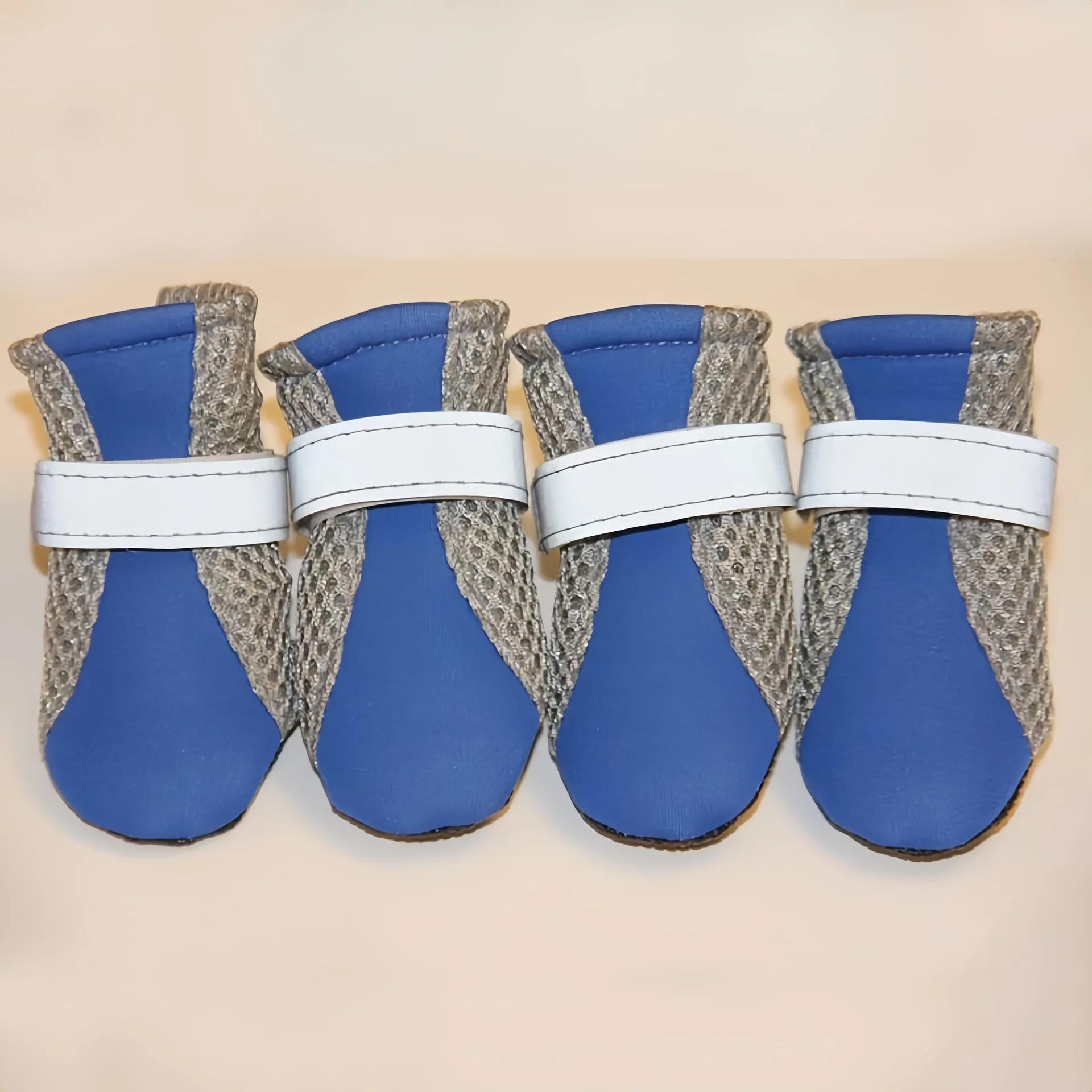 

Breathable Summer Pet Dog Shoes Reflective Anti-Slip Soft Sole Boots for Small Medium Dogs 4Pcs/Set S-1.37in синий